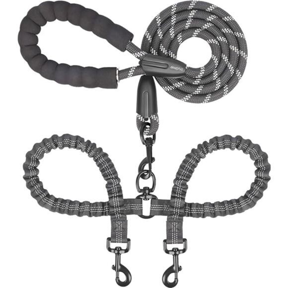 Dual Dog Leash - 360° Swivel, No Tangle Walking Leash with Shock Absorbing Bunge - Picture 7 of 7